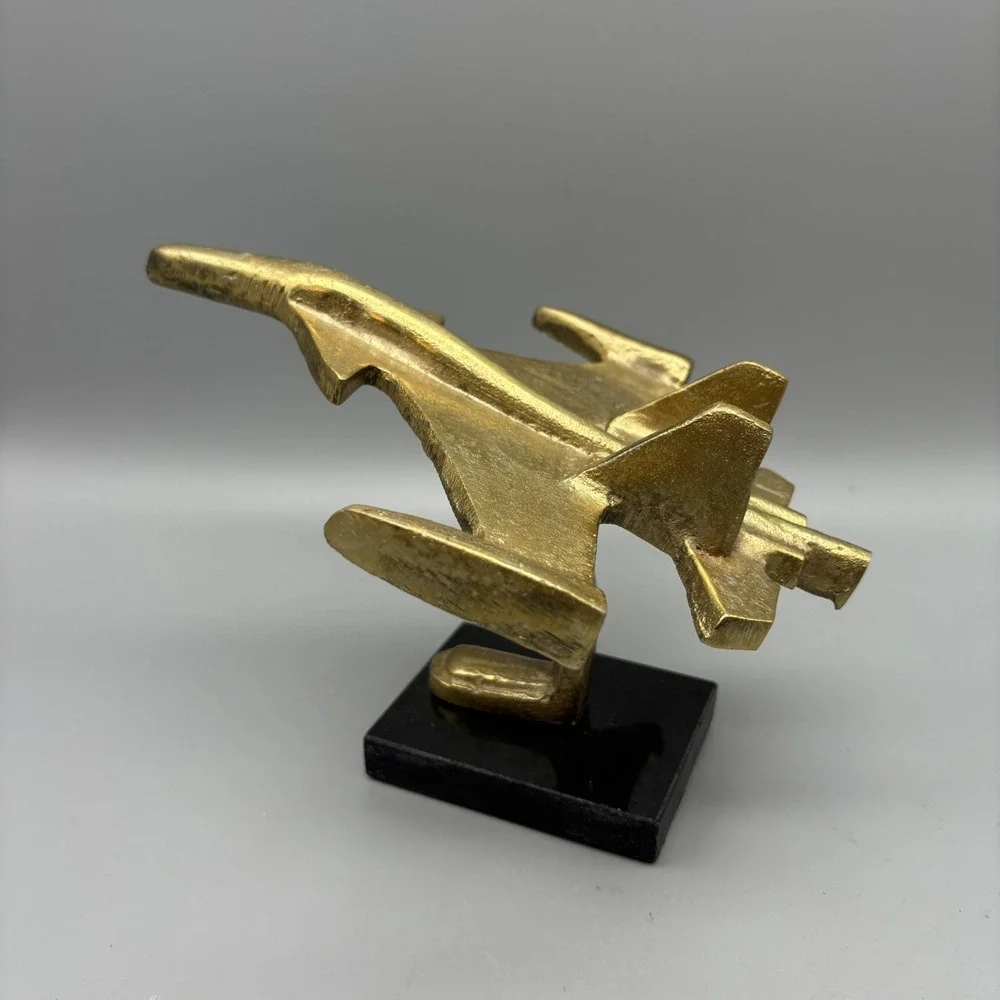 Brass Colored Metal Military Air ForceSU-30 MKI Fighter Jet On Black Marble base